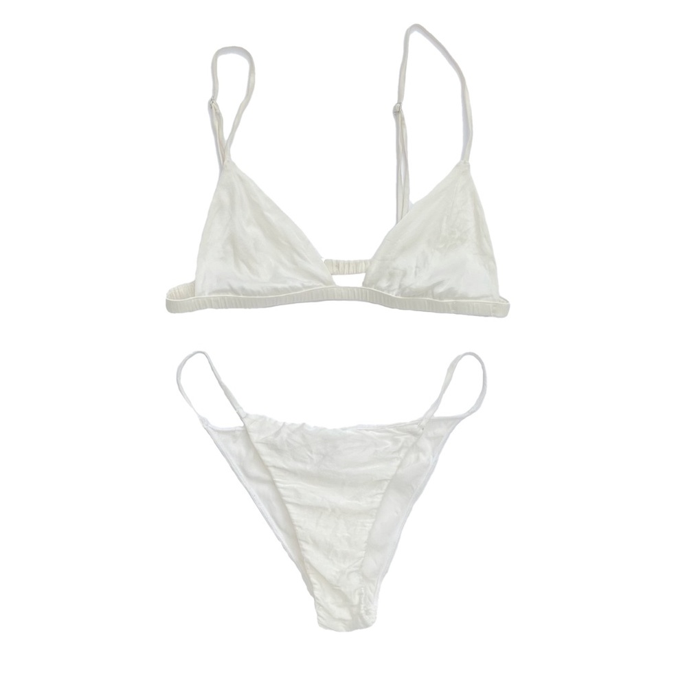 Fleur du Mal luxe silk triangle bra & luxe cheeky